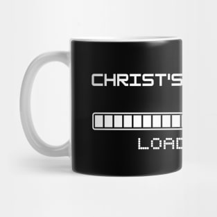 Christ's return loading (with a progress bar almost full) white text Mug